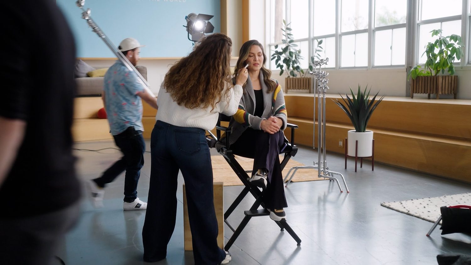 Corporate interview setup with a cinema camera